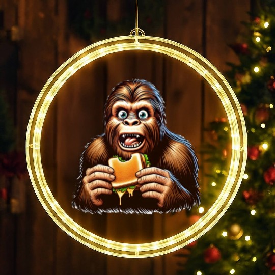 Bigfoot Discovers Grilled Cheese Sandwich LED Christmas Window Lights
