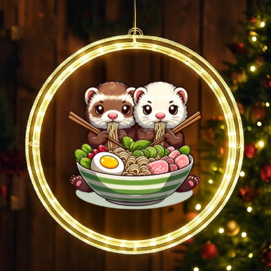 Ferret Ramen Noodle Japanese Kawaii Anime Gifts LED Christmas Window Lights