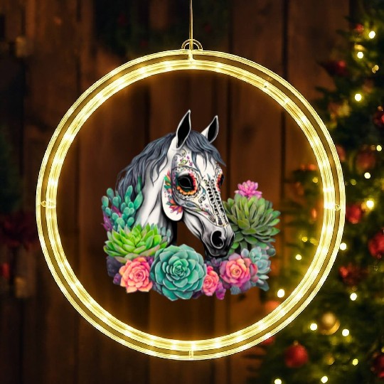 Horse Succulent Sugar Skull LED Christmas Window Lights