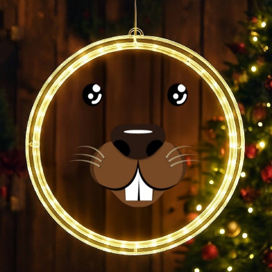 Groundhog Face Rodent Groundhog Day LED Christmas Window Lights