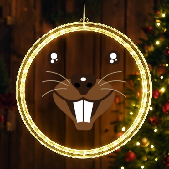 Groundhog Face Rodent Happy Groundhog Day LED Christmas Window Lights
