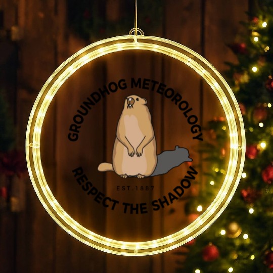 Animal Groundhog Spirit Rodent Happy Groundhog Day LED Christmas Window Lights