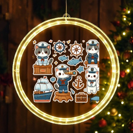 Sailor Whiskers: Little Sailor Kitties Sticker LED Christmas Window Lights