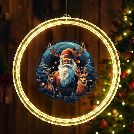 Santa Claus and his reindeer LED Christmas Window Lights
