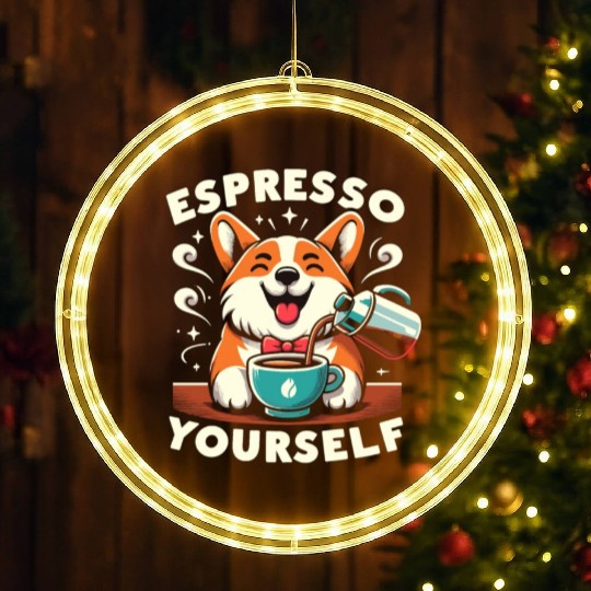 corgi espresso yourself LED Christmas Window Lights