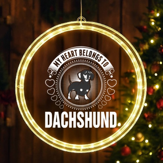 My Heart Belongs To Dachshund Dog LED Christmas Window Lights