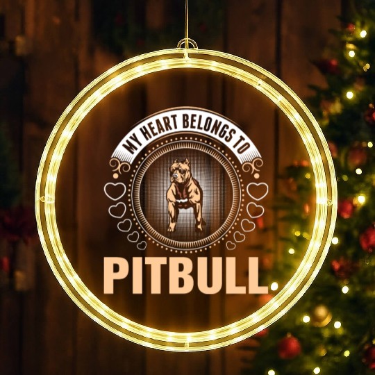 My Heart Belongs To Pitbull Dog LED Christmas Window Lights