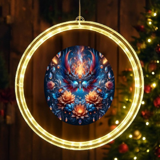 Phoenix Rebirth in Cosmic Bloom LED Christmas Window Lights