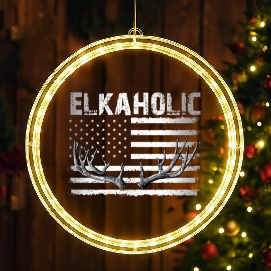 Elk Hunting Elkaholic Hunters LED Christmas Window Lights