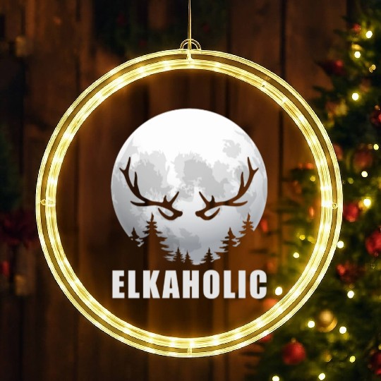 Elk Hunting Elkaholic Hunters LED Christmas Window Lights