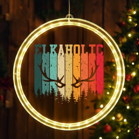 Elk Hunting Elkaholic Hunters LED Christmas Window Lights