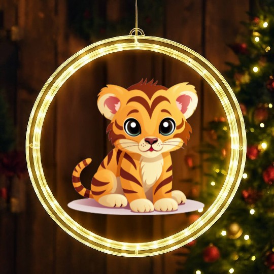 Cute Tiger Cub LED Christmas Window Lights