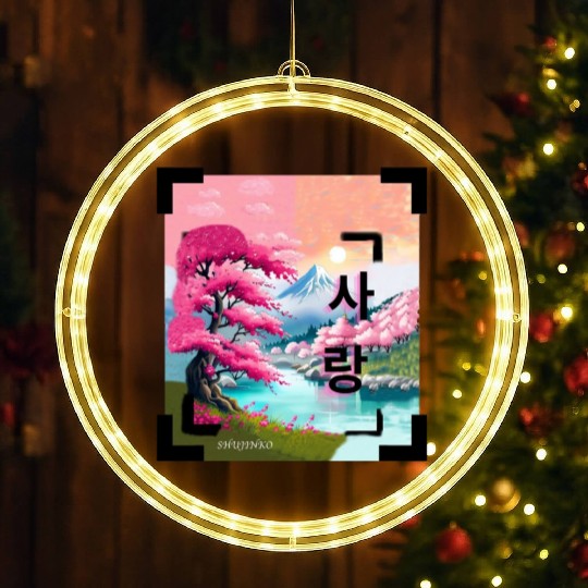 Japan Landscape With Cherry BlossomTree (Vintage) LED Christmas Window Lights