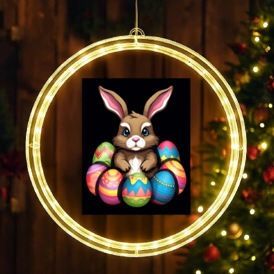 Easter Bunny Rabbit Colorful Eggs Easter Egg Hunt LED Christmas Window Lights