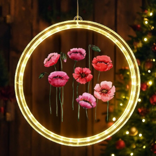 Poppies, spring bloomers, summer, flower, vintage. LED Christmas Window Lights