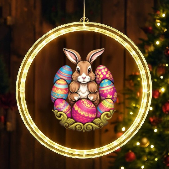 Easter Bunny Rabbit Colorful Eggs Easter Egg Hunt LED Christmas Window Lights
