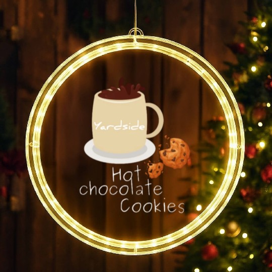 Drink Hot chocolate cookies Yardside font logo LED Christmas Window Lights