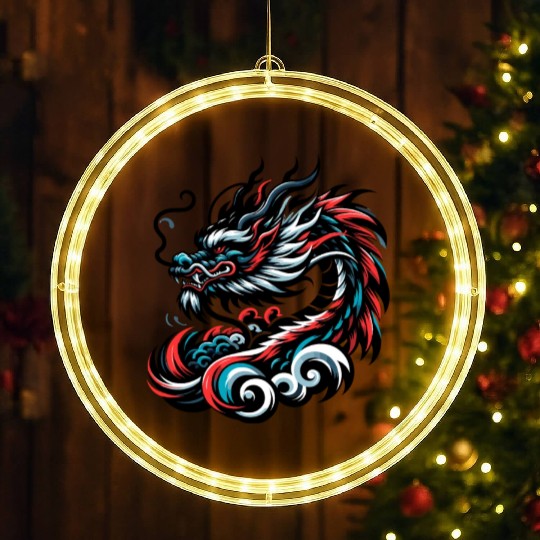 Colorful Chinese Dragon Artwork Essentials LED Christmas Window Lights