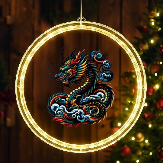 Colorful Dragon Zodiac Chinese Dragon Art LED Christmas Window Lights
