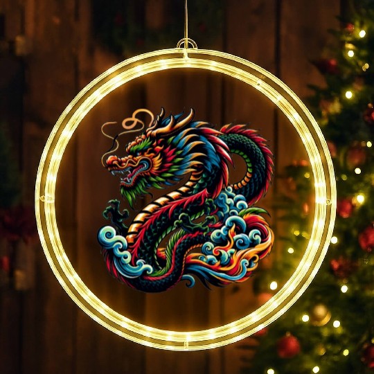 Colorful Chinese Dragon Artistic Design LED Christmas Window Lights