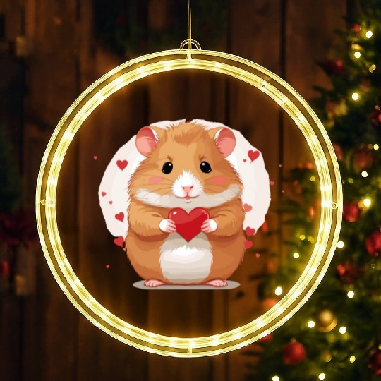 Hamster love heart valentine day motif LED Christmas Window Lights