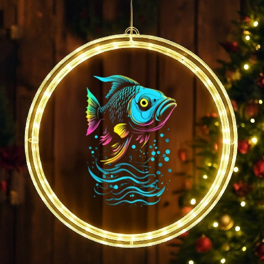 Fish Vector Art Neon Glow LED Christmas Window Lights