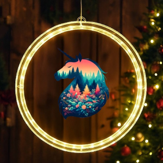 Nature in Unicorn Pattern LED Christmas Window Lights