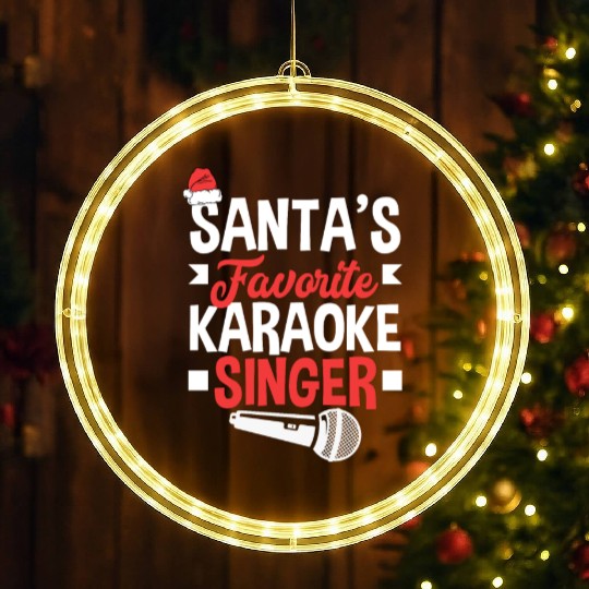 Funny Karaoke Singer Singing Musician Karaoke Gift LED Christmas Window Lights