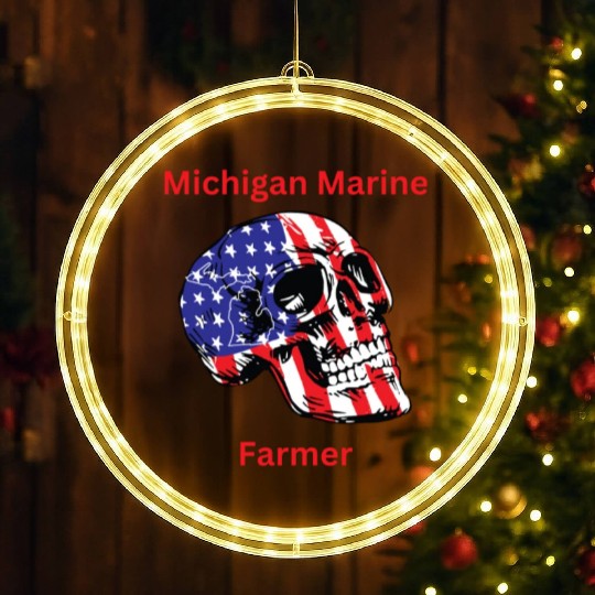 MichiganMarineFarmer with patriotic skull LED Christmas Window Lights