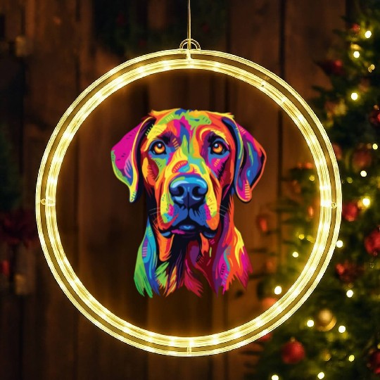 Watercolor Colorful Rhodesian Ridgeback LED Christmas Window Lights