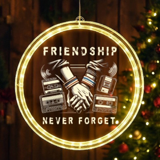 Friendship Never Forget Old School Nostalgia Tape LED Christmas Window Lights