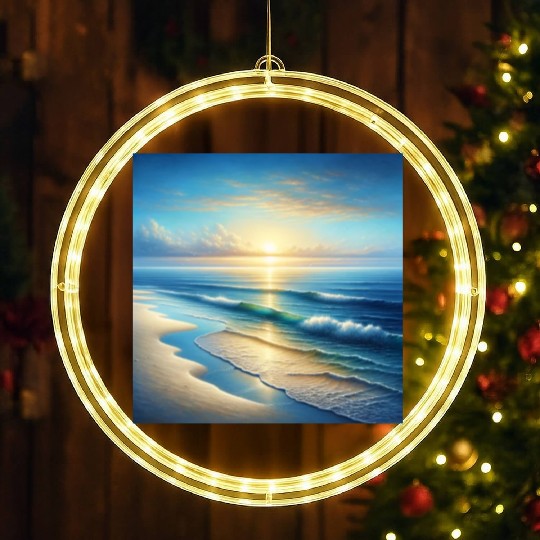 Serene Seaside Sunrise LED Christmas Window Lights