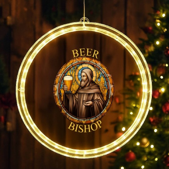 Brewed Blessings: Stained Glass Bishop LED Christmas Window Lights