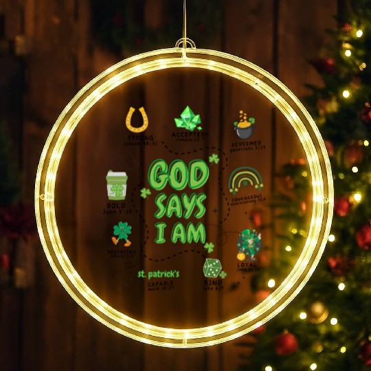 God says i am St Patricks Day LED Christmas Window Lights