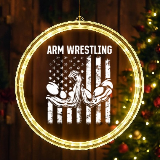 Arm Wrestler Armwrestling Arm Wrestling US Flag LED Christmas Window Lights
