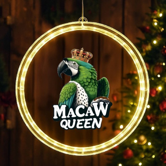 Green Macaw Ornithologist Macaw Queen LED Christmas Window Lights
