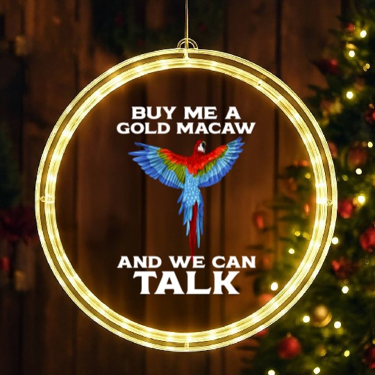 Blue Gold Macaw Ornithologist Enthusiast Gift LED Christmas Window Lights