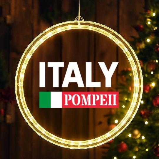 Italy Flag Pompeii Conservation Volcanic Eruption LED Christmas Window Lights