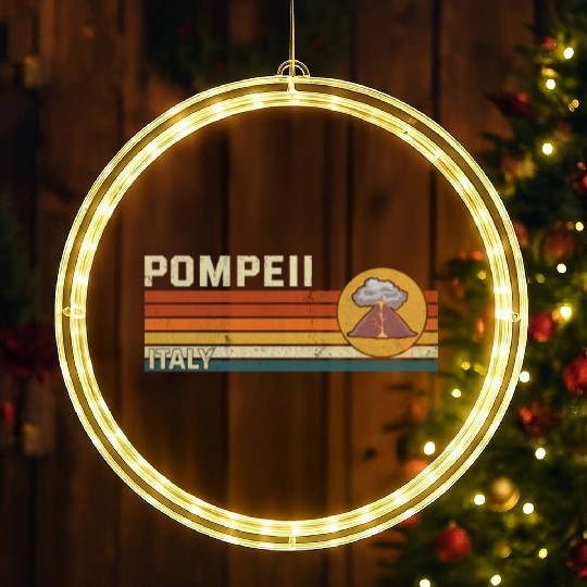 Pompeii Italy Vintage Volcanic Eruption Gift LED Christmas Window Lights