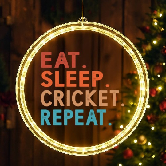 Eat Sleep Cricket Repeat Funny LED Christmas Window Lights
