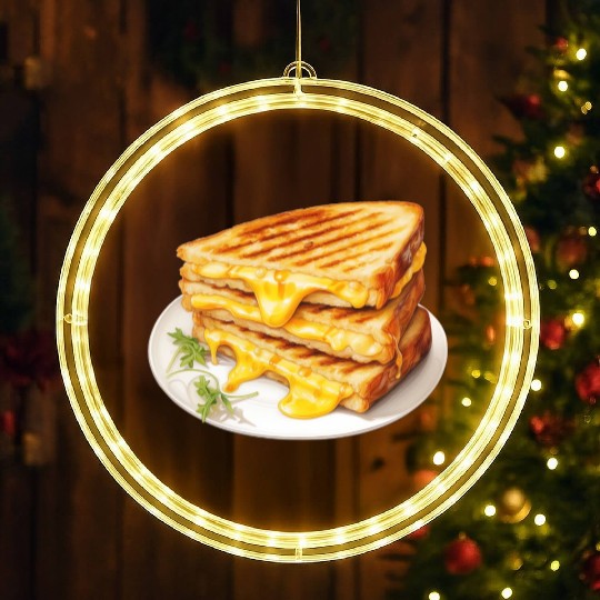 Plate of Grilled Cheese Sandwich LED Christmas Window Lights