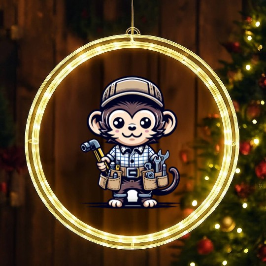 Cute Monkey Craftsman LED Christmas Window Lights
