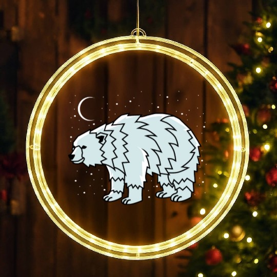 Tribal Polar Bear Indigenous Gift LED Christmas Window Lights