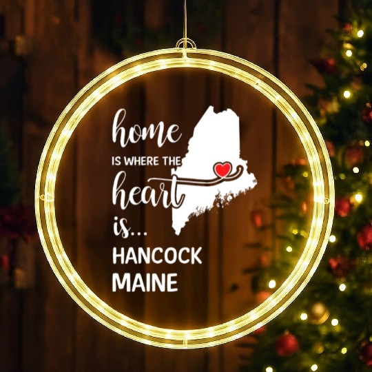Hancock County Maine Is Where My Heart Is Gift LED Christmas Window Lights