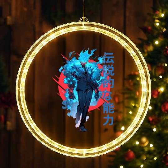 Blue Fire Demon Fantasy Anime Japanese Vaporwave LED Christmas Window Lights