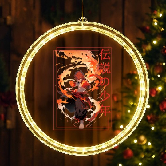 Fire Demon Anime Guy Fantasy Manga Japanese Vaporw LED Christmas Window Lights