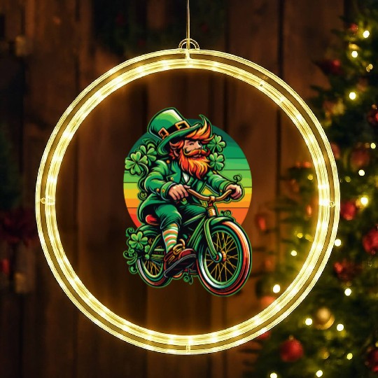 Saint Patrick's Day 2024 celebrate on a bike LED Christmas Window Lights