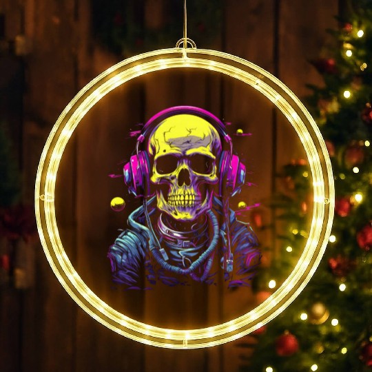 Skull DJ Astronaut Space Sci-Fi Planet Galaxy LED Christmas Window Lights
