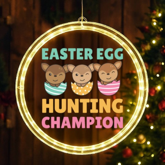 Sweet Deer At Easter With Easter Eggs Deer LED Christmas Window Lights