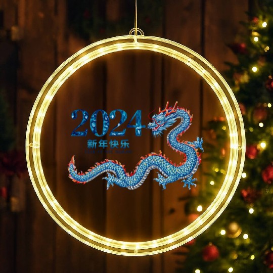 Dragon's Roar: Year of the Dragon 2024 Red LED Christmas Window Lights